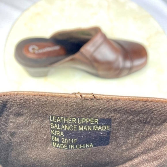 Earth Origins Mules Women Size 9 Brown Burnished Leather Open Back Slip On Shoes - Picture 10 of 11